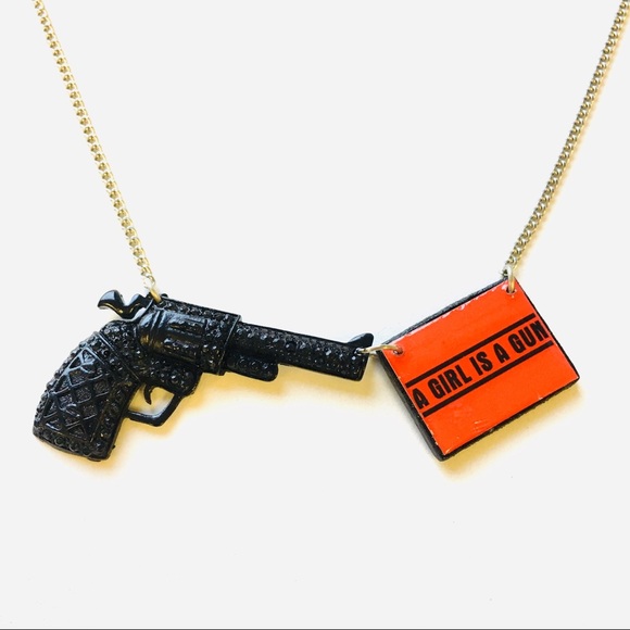 Official A Girl Is A Gun Logo Gun Necklace - Picture 5 of 6